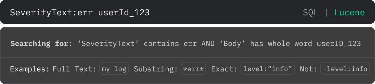 Log and Trace Search Syntax